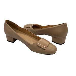 Trotters Delse Nude Patent Leather Block Heel Pumps Size 7 1/2 Women’s